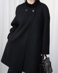 (AUCH)black woolen coat