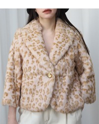 (OZOC)leopard fur jacket