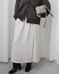 linen knit long skirt