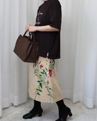 Linen embroidery skirt