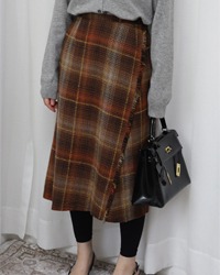 (JANE MORE)check wool skirt