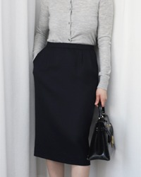 navy woolen skirt