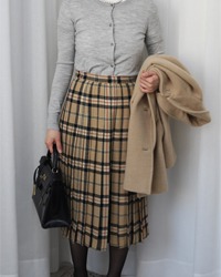 (Clan laird)check pleats skirt