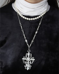 (VICKY)cross metal necklace