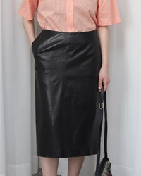 (YSL)black leather skirt