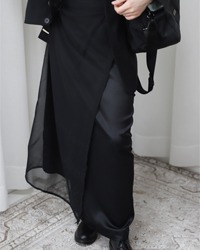 (KOOKAi)black chiffon wrap skirt
