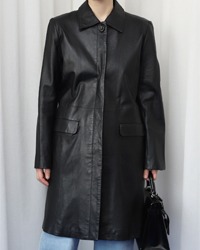 (balmain)leather coat