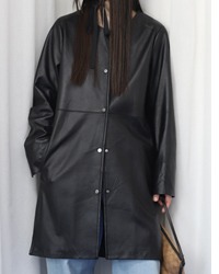 (Zelal)black leather coat